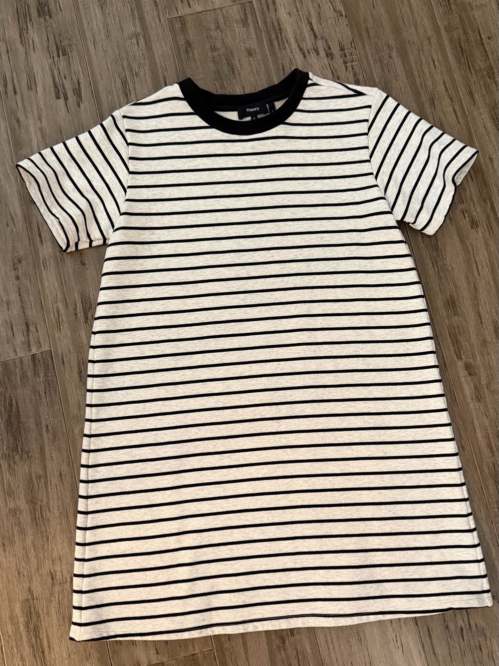 Theory Black & White Striped Dress